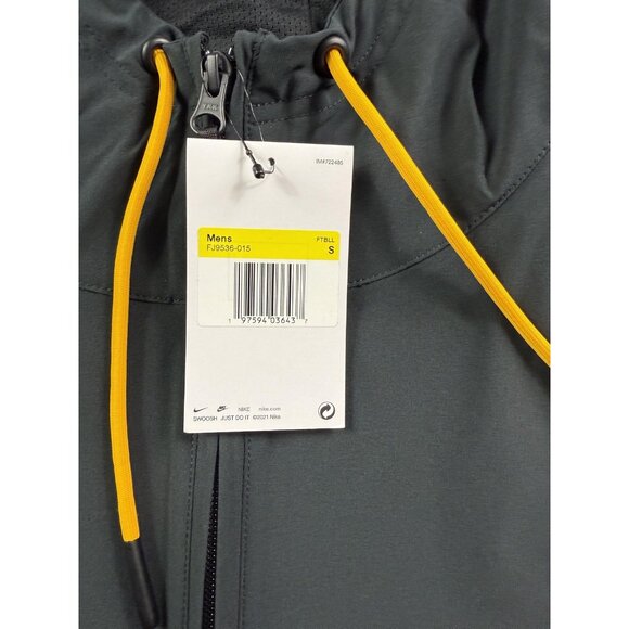 Nike Jacket Mens Small Black Yellow Hooded Quarter Zip Pullover Mesh FJ9536-015 - Picture 4 of 12